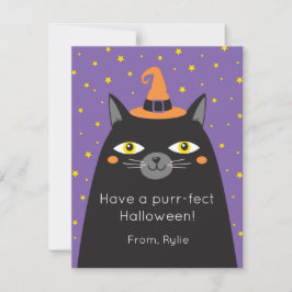 Tarjeta de gato Halloween para niños en aula