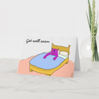 Tarjeta de gato morado recuperarse pronto