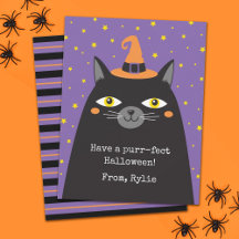 Tarjeta de gato negra de Halloween