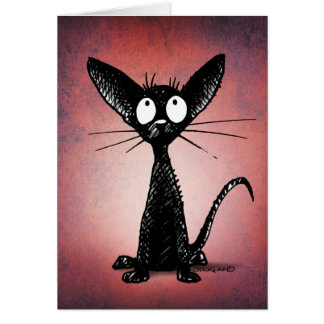 tarjeta de gato oriental negra graciosa y linda pa