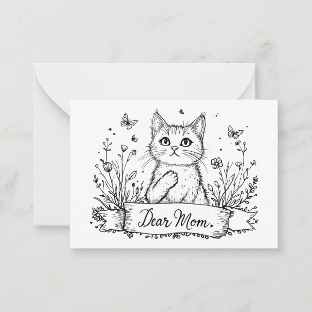 Tarjeta de gato para mamá. (Anverso)