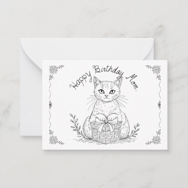 Tarjeta de gato para mamá. (Anverso)