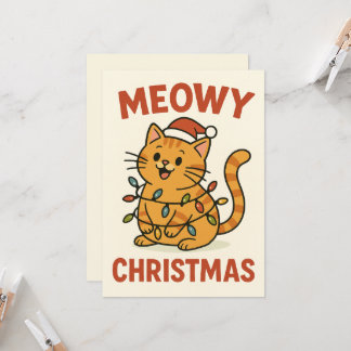 Tarjeta de gato para Navidades Meowy