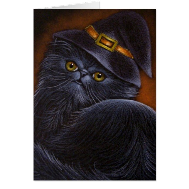 Tarjeta de gato persa negra (Frente)