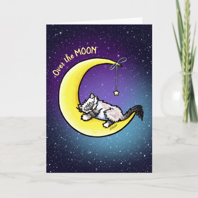 Tarjeta de gato Ragdoll de amor lunar (Anverso)