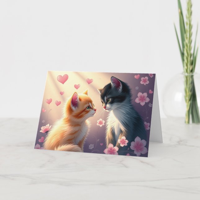 Tarjeta de gato romántica de San Valentín (Anverso)