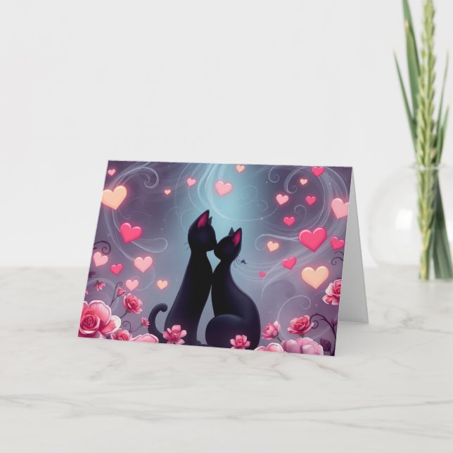 Tarjeta de gato romántica de San Valentín (Anverso)