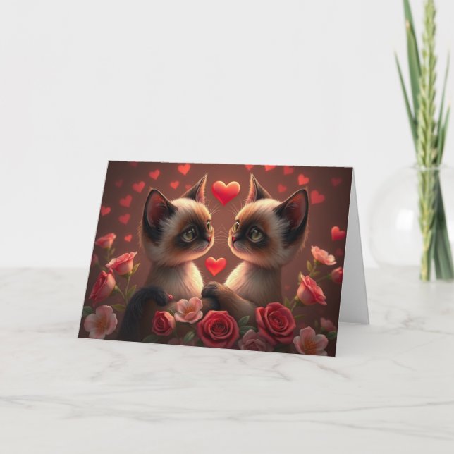 Tarjeta de gato romántica de San Valentín (Anverso)