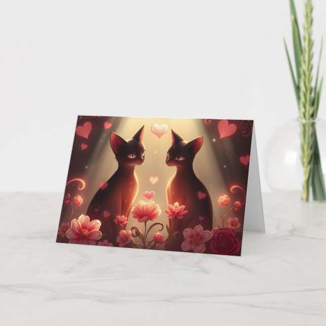 Tarjeta de gato romántica de San Valentín (Anverso)