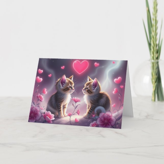 Tarjeta de gato romántica de San Valentín (Anverso)