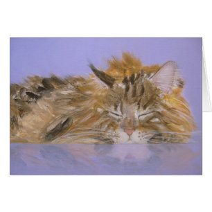 Tarjeta de gato soñadora