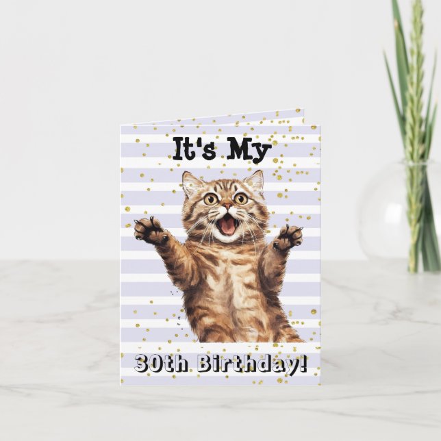 Tarjeta de gato Super Cute Tabby de 30 años (Anverso)