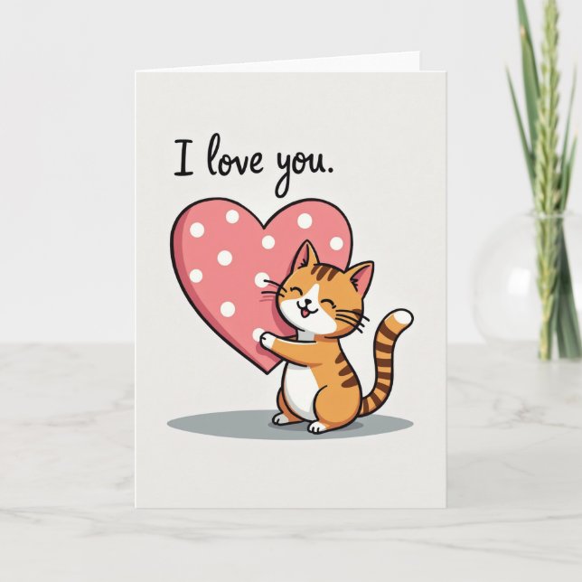 Tarjeta de gato 'Te amo' (Anverso)