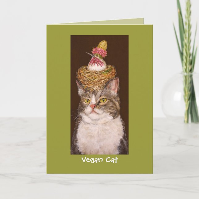 Tarjeta de gato vegan (Anverso)