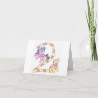 Tarjeta de gato y pony para un niño de dos años