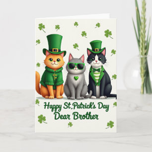 Tarjeta de Gatos con Rayas Verdes