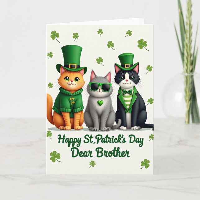 Tarjeta de Gatos con Rayas Verdes (Anverso)