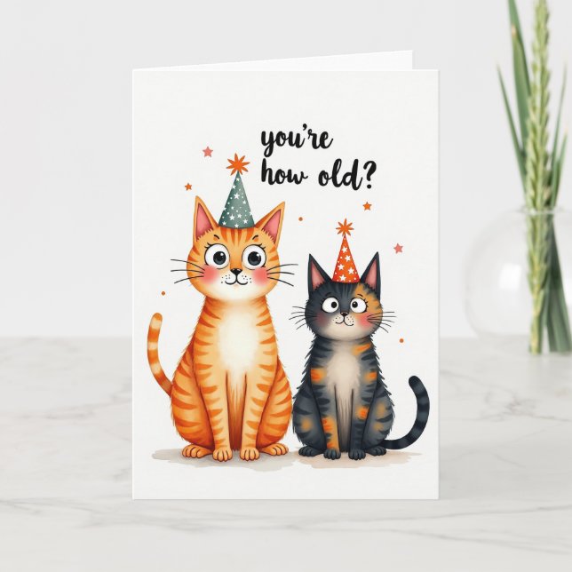Tarjeta de gatos de acuarela dulce (Anverso)