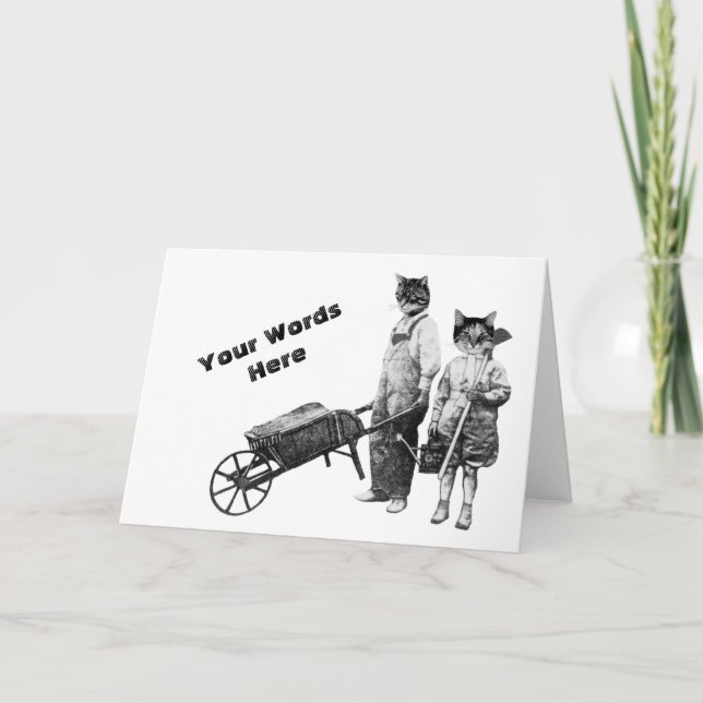 Tarjeta de gatos de jardinería divertida para pers (Anverso)