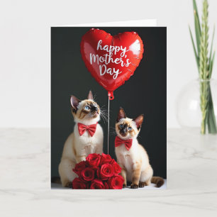 Tarjeta de Gatos de Lunares con Globo