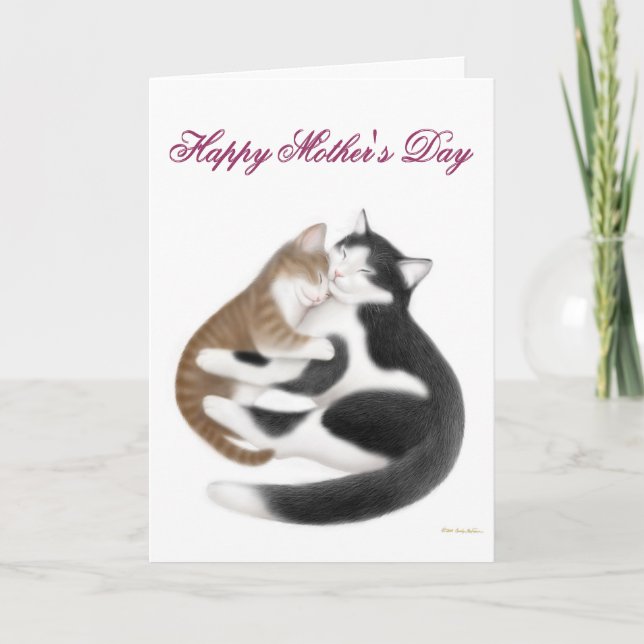 Tarjeta de gatos del Día de la Madre Feliz (Anverso)