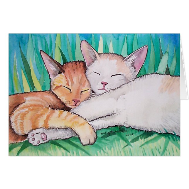 Tarjeta de gatos durmientes de Molly Harrison (Anverso (Horizontal))