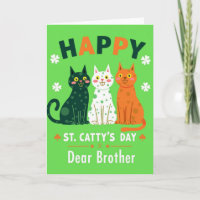 Tarjeta de Gatos Felices con Hojuela de Oro Falsa