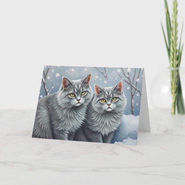 Tarjeta de gatos festivos (Anverso)