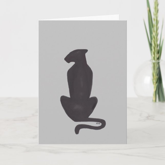 Tarjeta de gatos fríos y grises Black Cat Silhouet (Anverso)