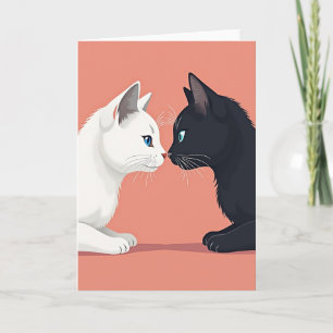 Tarjeta de gatos minimalistas enamorados