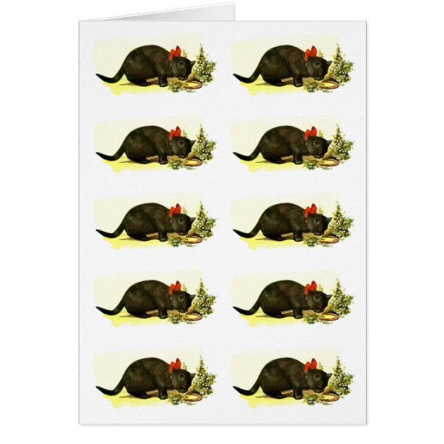 Tarjeta de gatos negros con suerte (Frente)