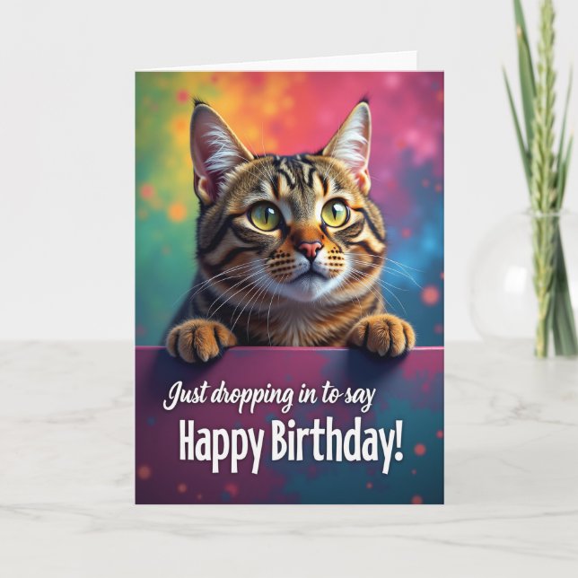 Tarjeta de Gatos Rayados de Cumpleaños (Anverso)
