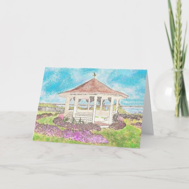 Tarjeta de Gazebo Pintado de Blanco en Cape Cod (Anverso)