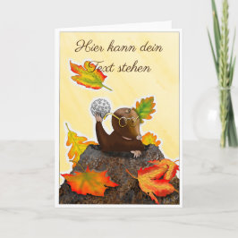 Tarjeta DE/GB Gefaltete Grußkarte Maulwurf im Herbst