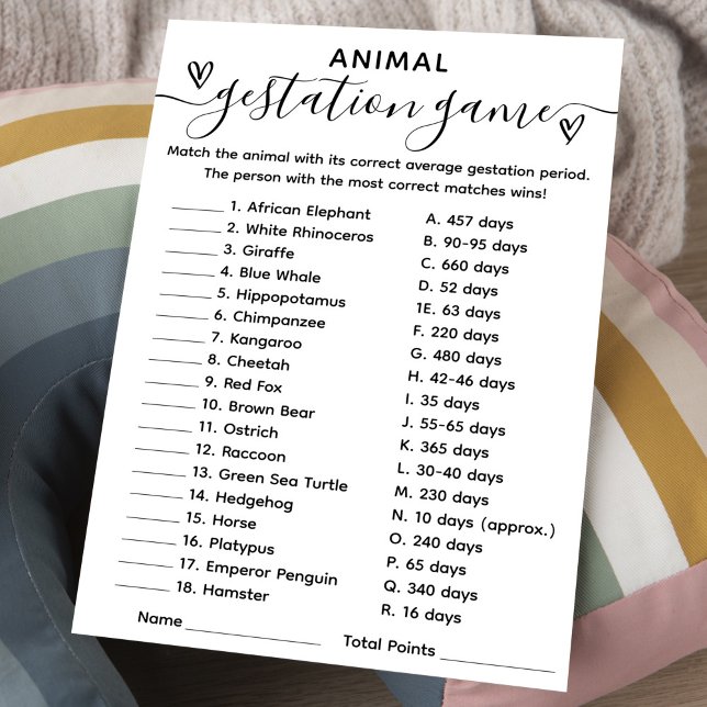 Tarjeta de Gestación de animales de juego de Baby  (Subido por el creador)