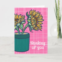 Tarjeta de girasol audaz y pictórica pensando en t