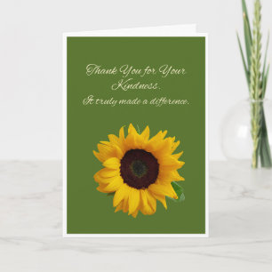Tarjeta de girasol de agradecimiento por tu amabil
