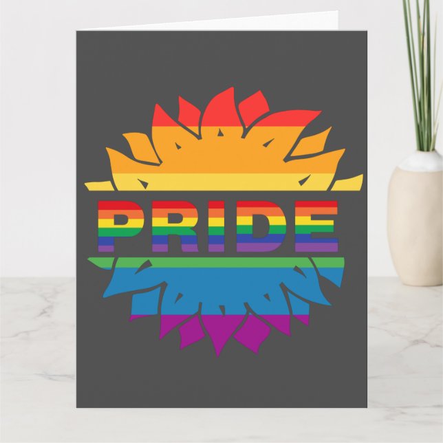 Tarjeta de girasol de arco iris lgbtq gay orgullo- (Anverso)