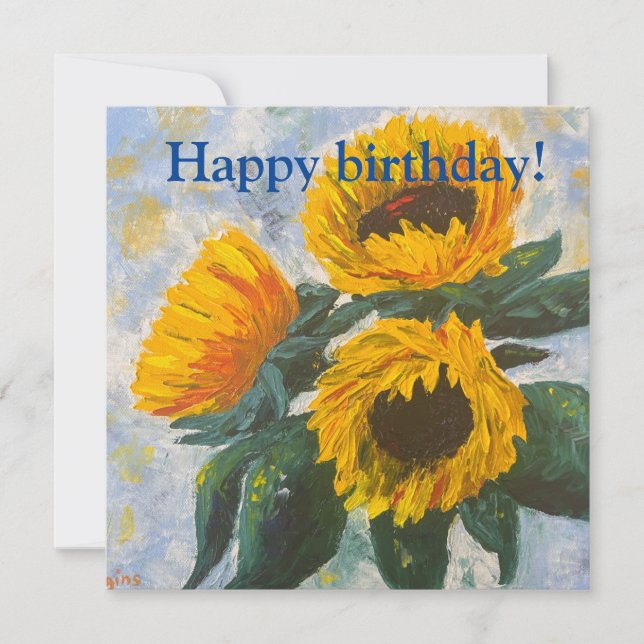 Tarjeta de girasoles de Ucrania para el cumpleaños (Anverso)