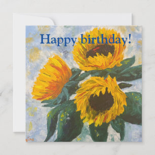 Tarjeta de girasoles de Ucrania para el cumpleaños