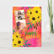 Tarjeta de girasoles "Happy Birthday" del collage
