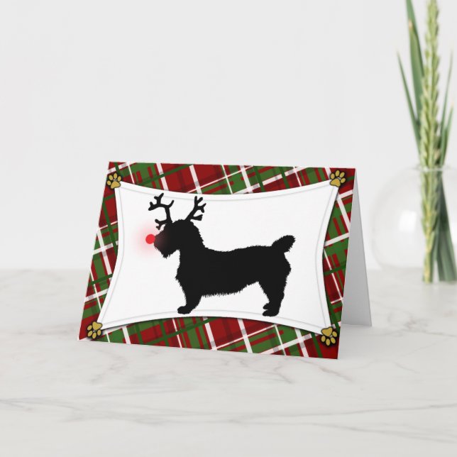 Tarjeta de Glen of Imaal Terrier Reindeer Navidade (Anverso)