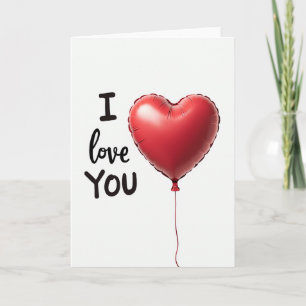 Tarjeta de globo aerostático de corazón rojo Te qu