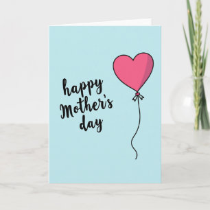 Tarjeta de globo azul pastel con corazón