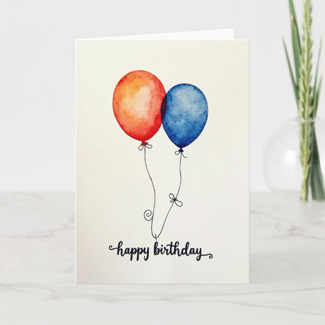 Tarjeta de globo con acuarela alegre (Anverso)