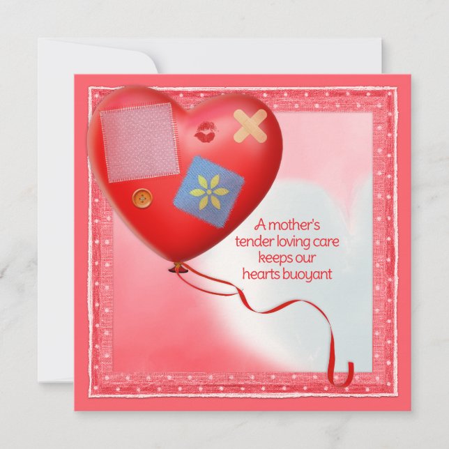Tarjeta de globo con corazón de TLC de madre (Anverso)