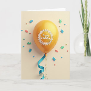 Tarjeta de globo con filigrana dorada