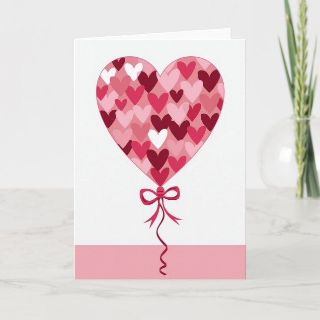 Tarjeta de globo con forma de corazón de San Valen (Anverso)