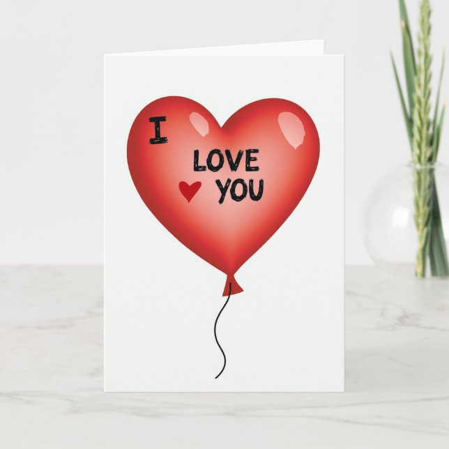 Tarjeta de globo con forma de corazón Te Amo (Anverso)