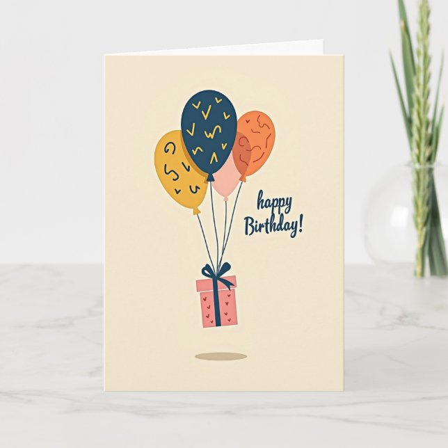 Tarjeta de globo con regalo caprichoso (Anverso)